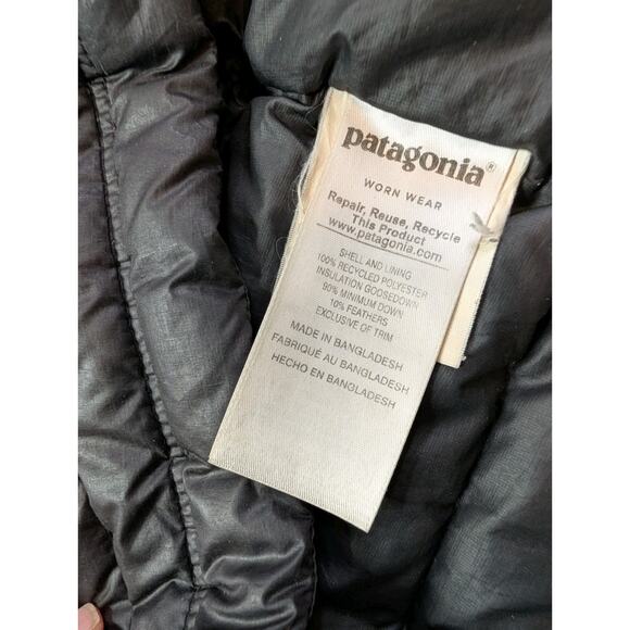 Patagonia Full Zip Up Goose Down Puffer Jacket Womens Size XSmall Solid Black - Picture 7 of 10